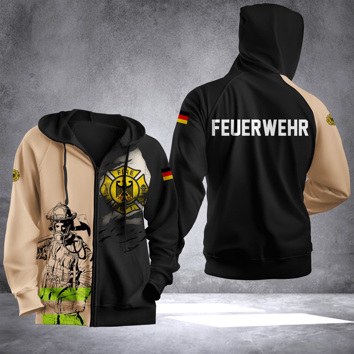 Firefighter Germany Fleece Zipper Hoodie 129
