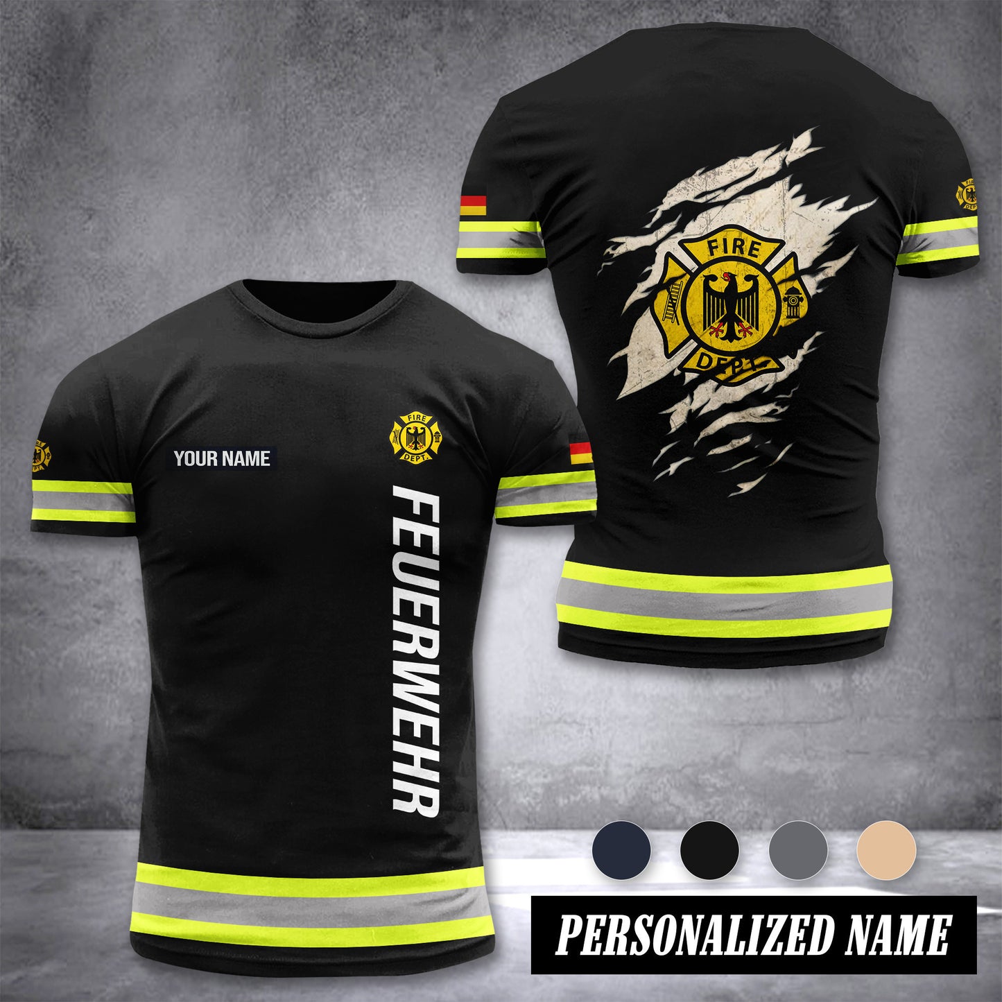 Firefighter Germany customize T-shirt 3d 139