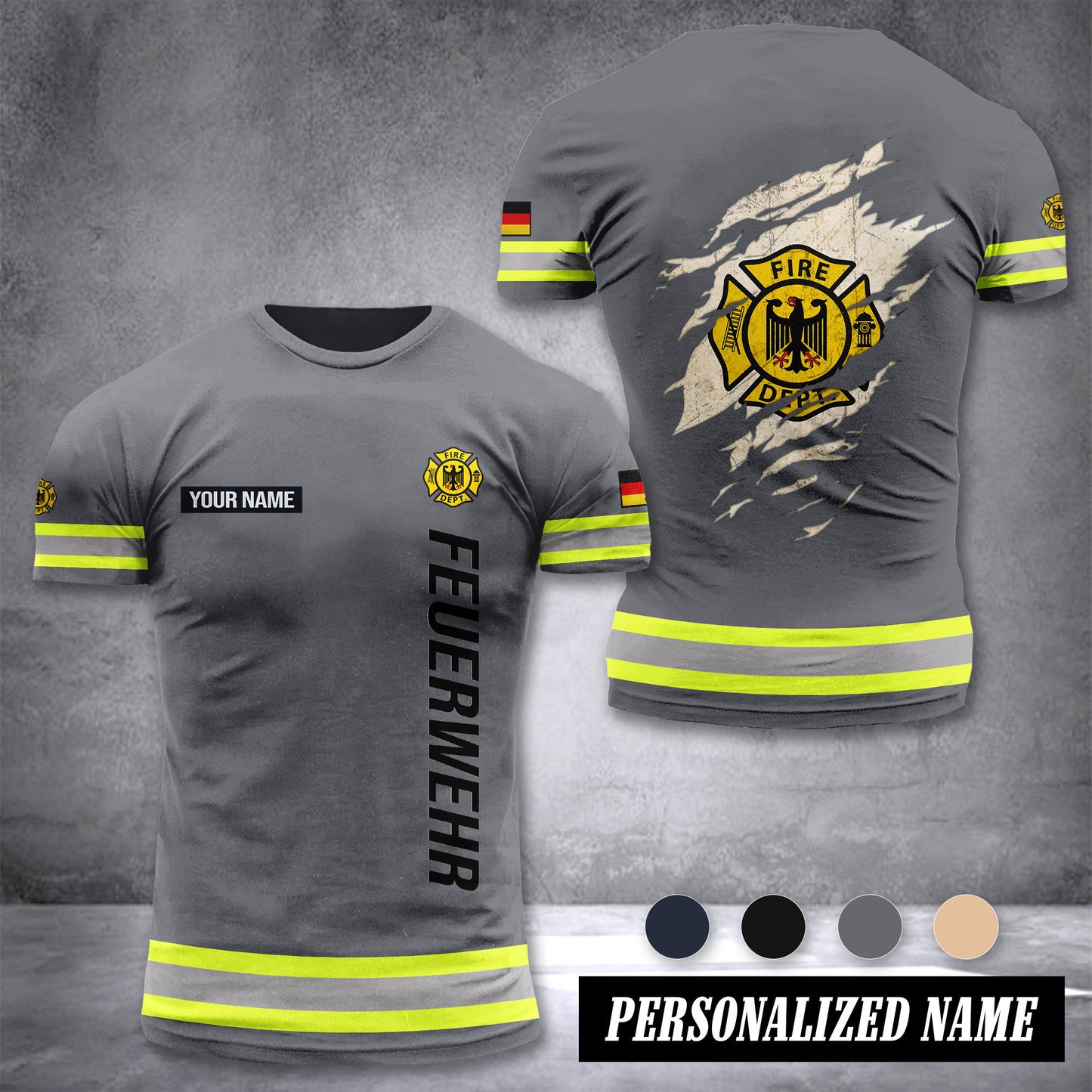 Firefighter Germany customize T-shirt 3d 139