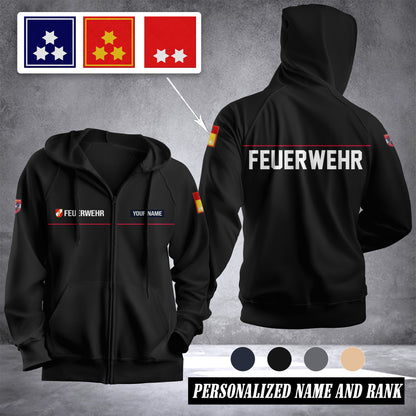 Firefighter Austria Custom Ranking Fleece Zipper Hoodie 139