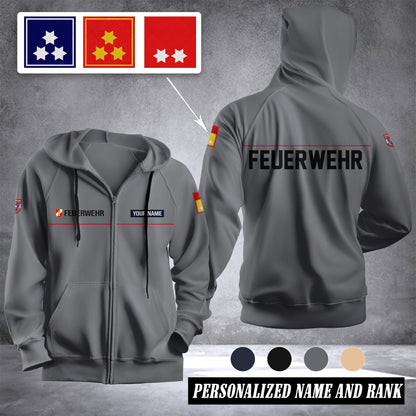 Firefighter Austria Custom Ranking Fleece Zipper Hoodie 139
