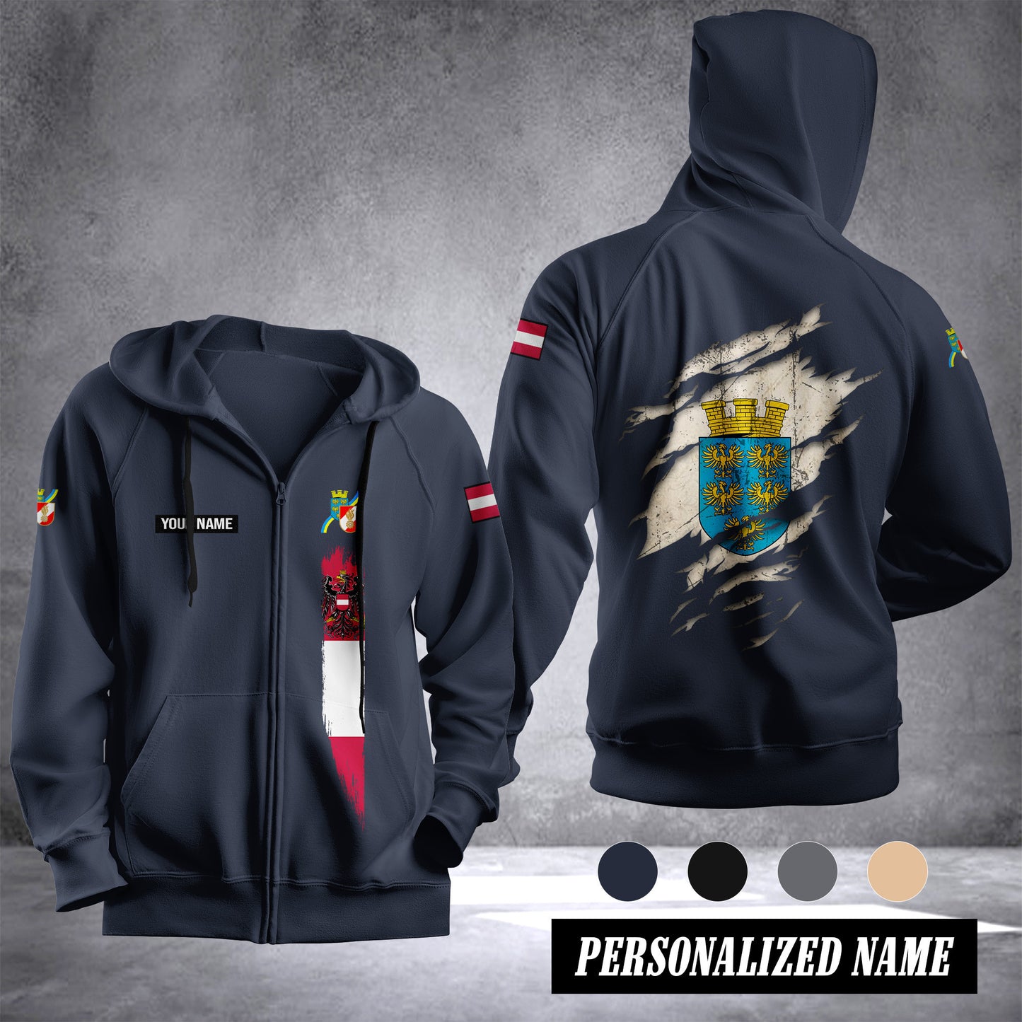 Firefighter Lower Austria Fleece Zipper Hoodie 1392