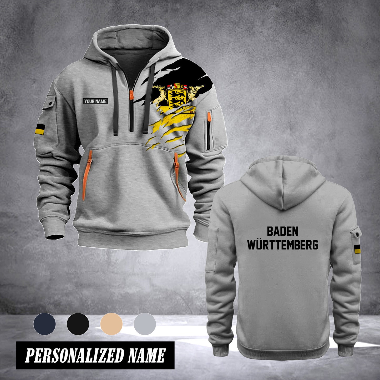 Baden-Württemberg Germany customize Hoodie Half Zipper 0909