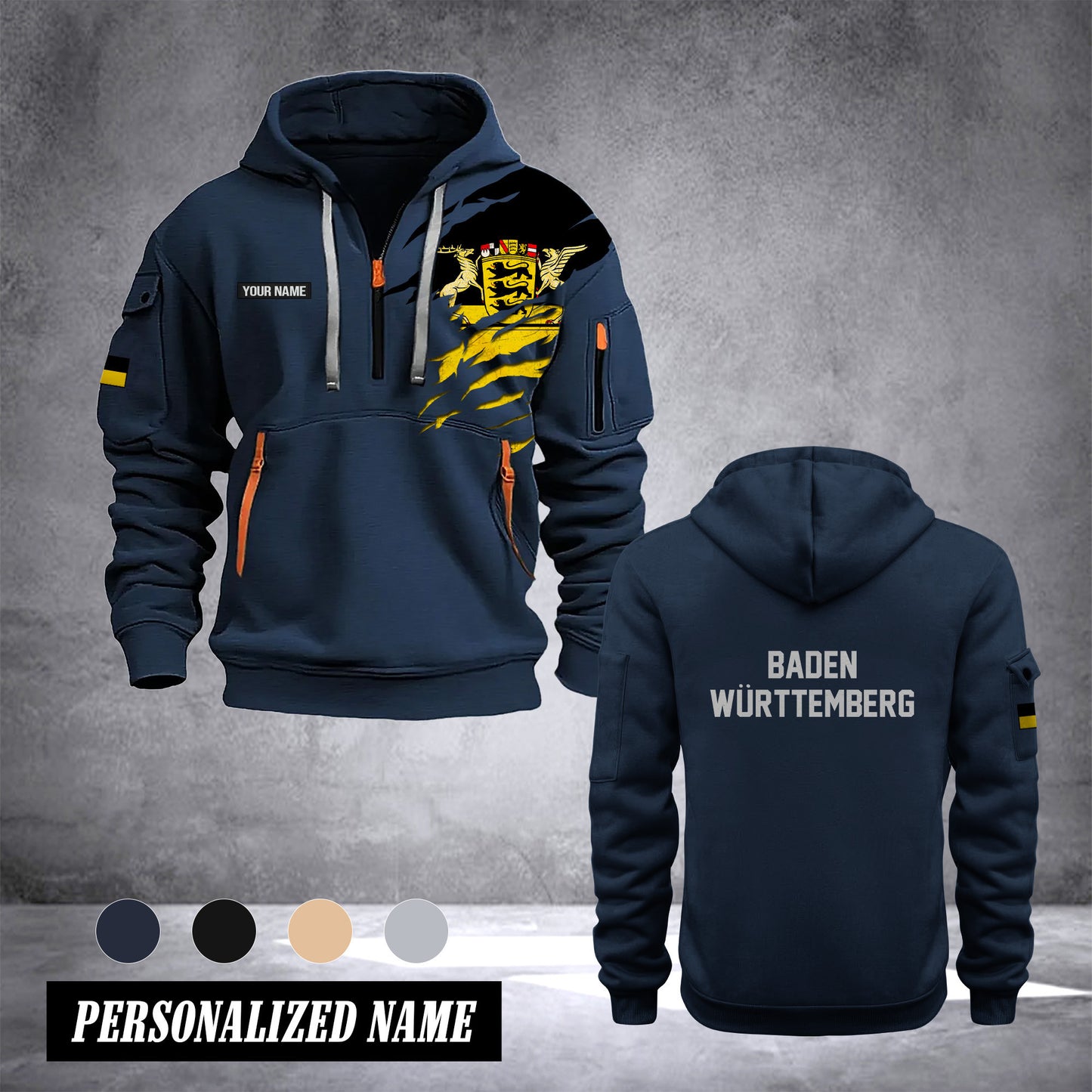 Baden-Württemberg Germany customize Hoodie Half Zipper 0909