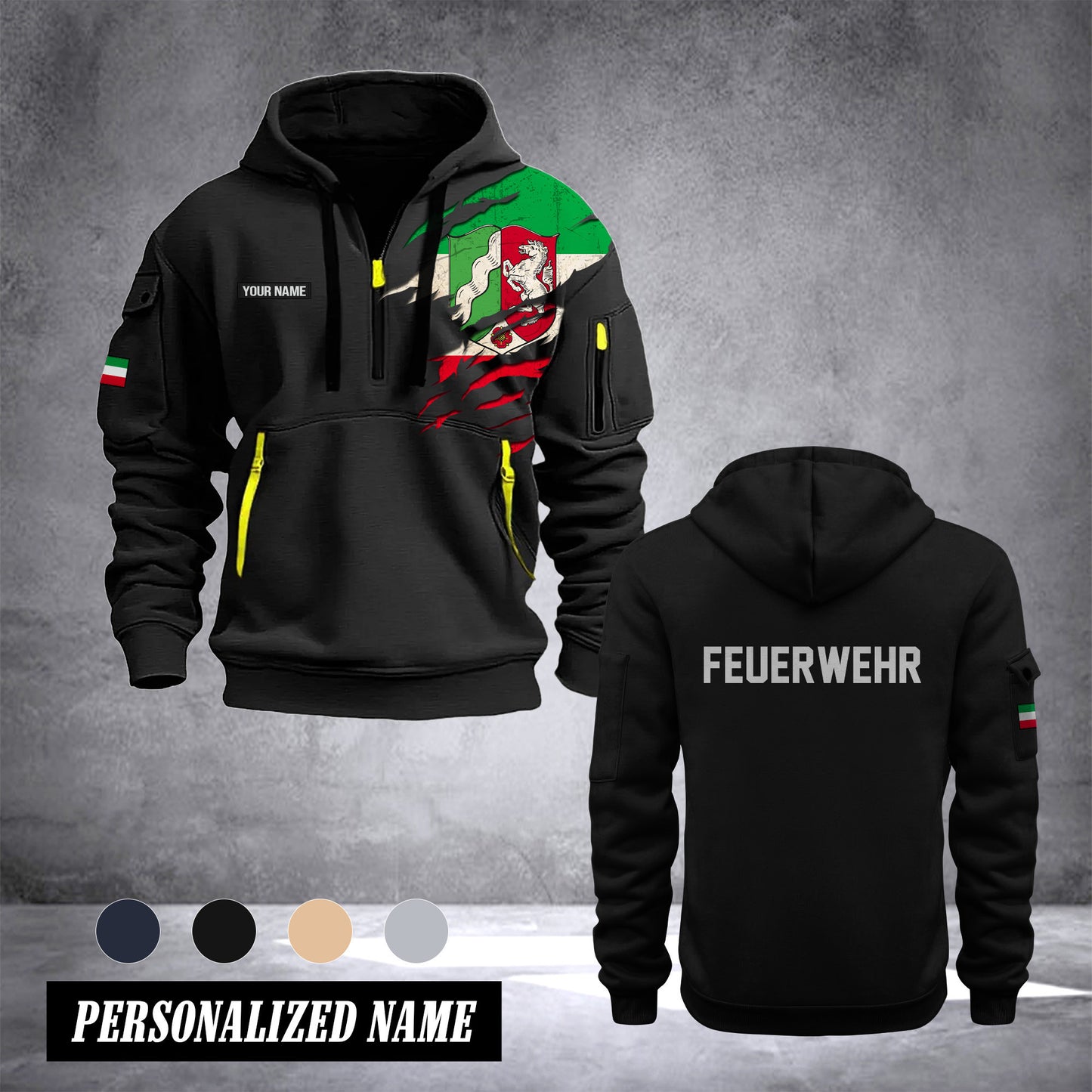 Firefighter Nordrhein-Westfalen Germany customize Hoodie Half Zipper 0909