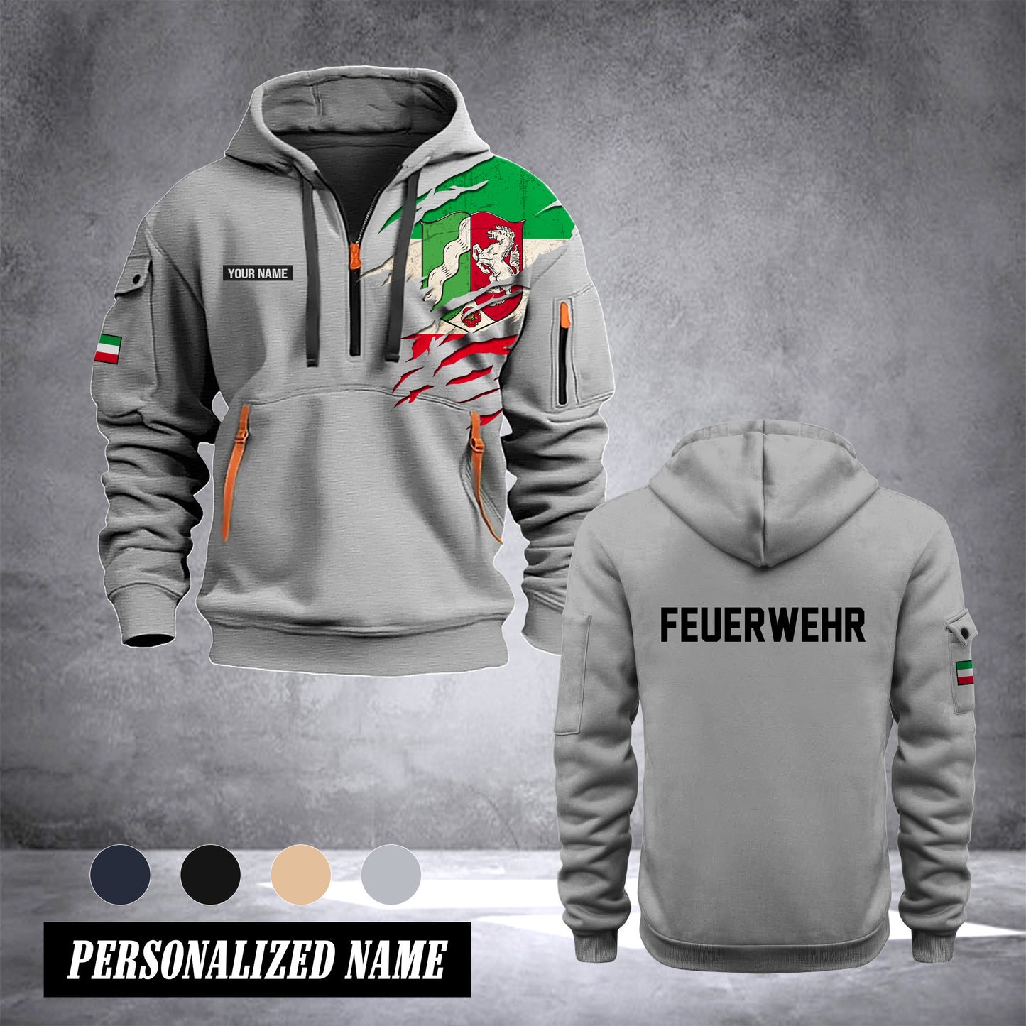 Firefighter Nordrhein-Westfalen Germany customize Hoodie Half Zipper 0909