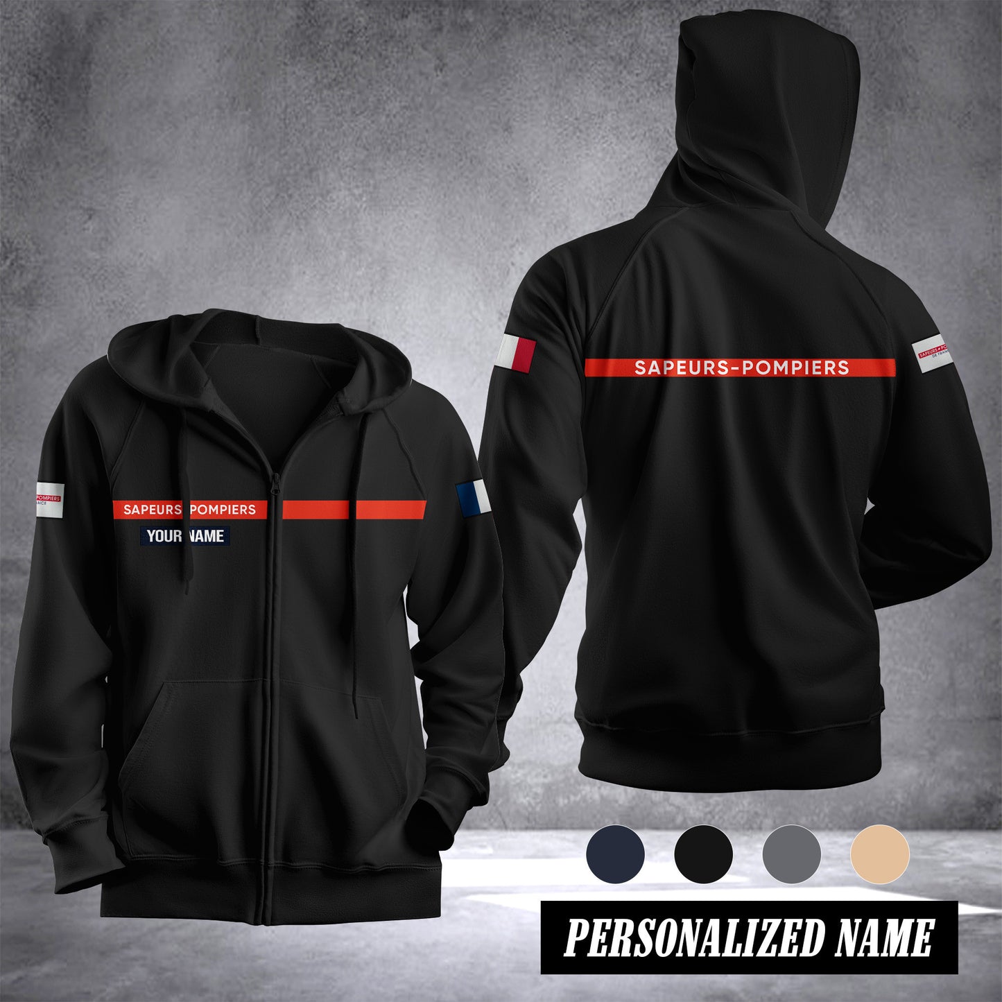Firefighter France Fleece Zipper Hoodie 1392