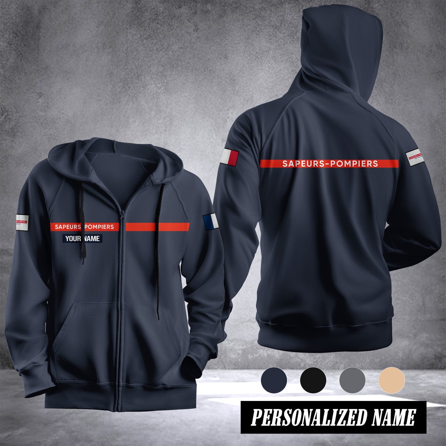Firefighter France Fleece Zipper Hoodie 1392