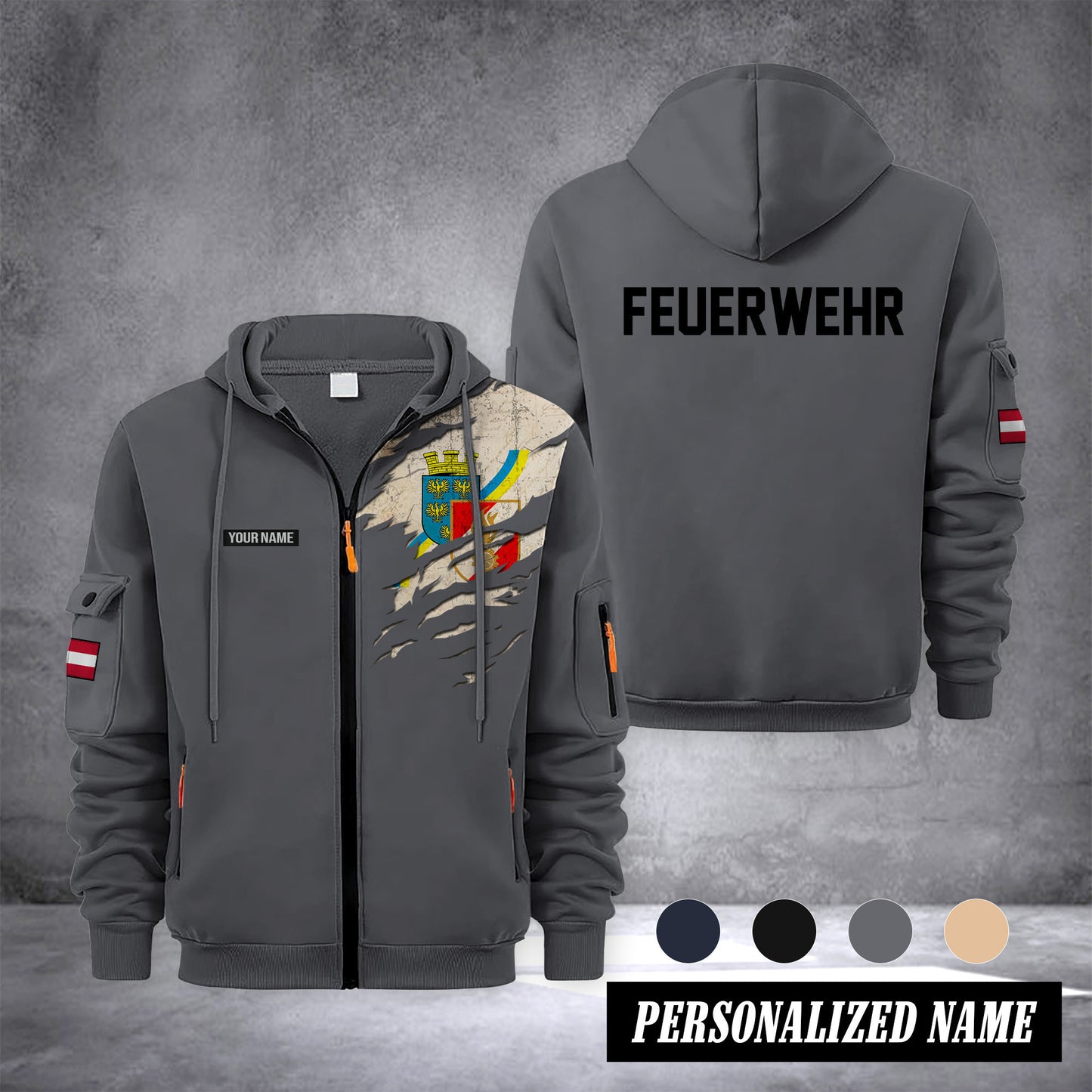 Firefighter Lower Austria customize Zipper cardigan jacket 0909