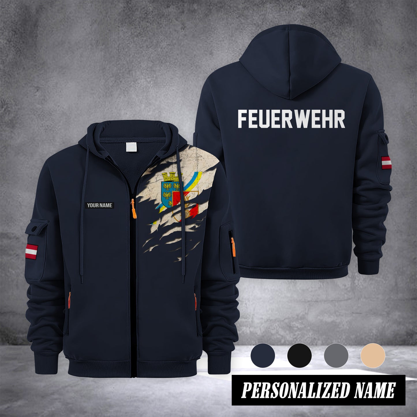 Firefighter Lower Austria customize Zipper cardigan jacket 0909