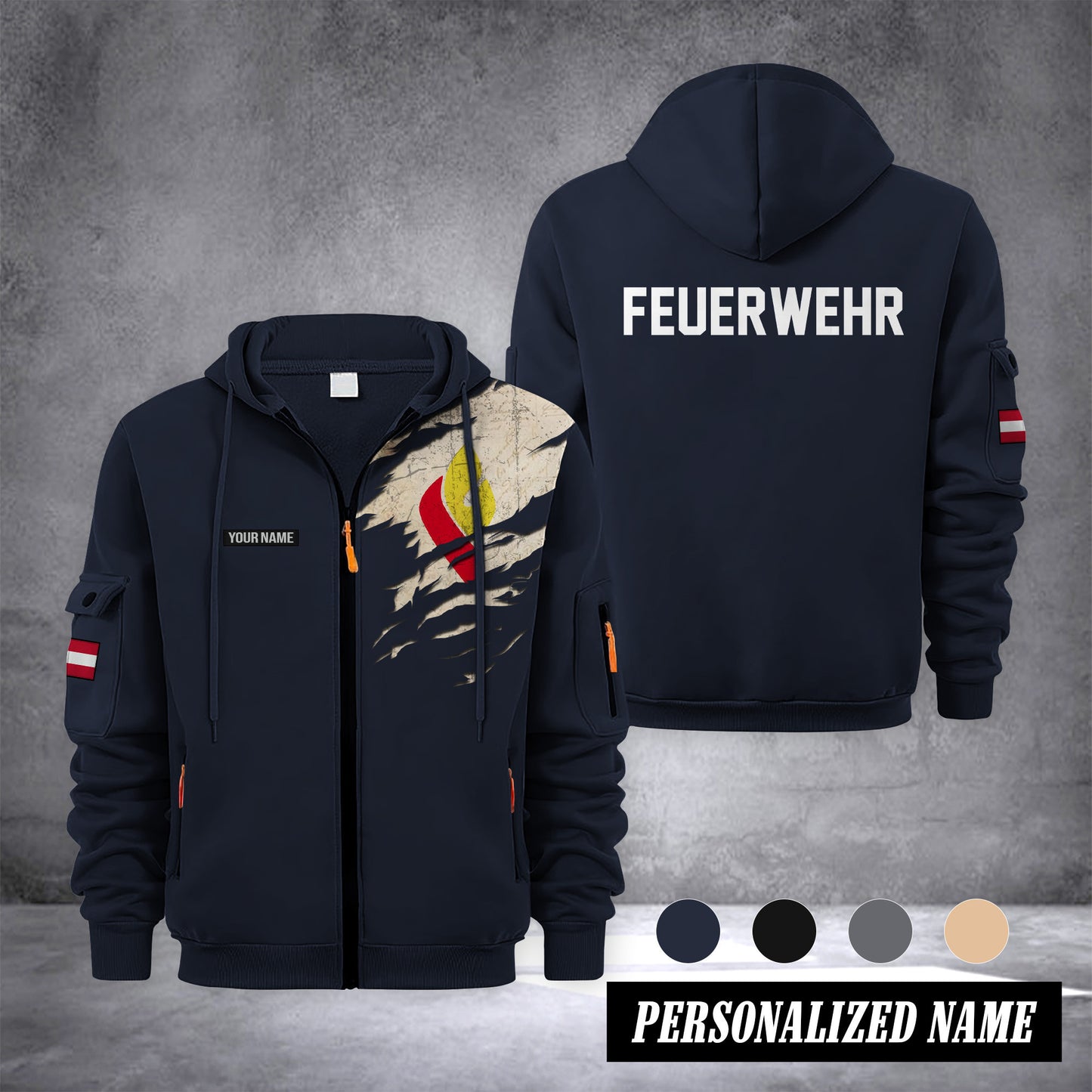 Firefighter Kärnten Austria customize Zipper cardigan jacket 0909