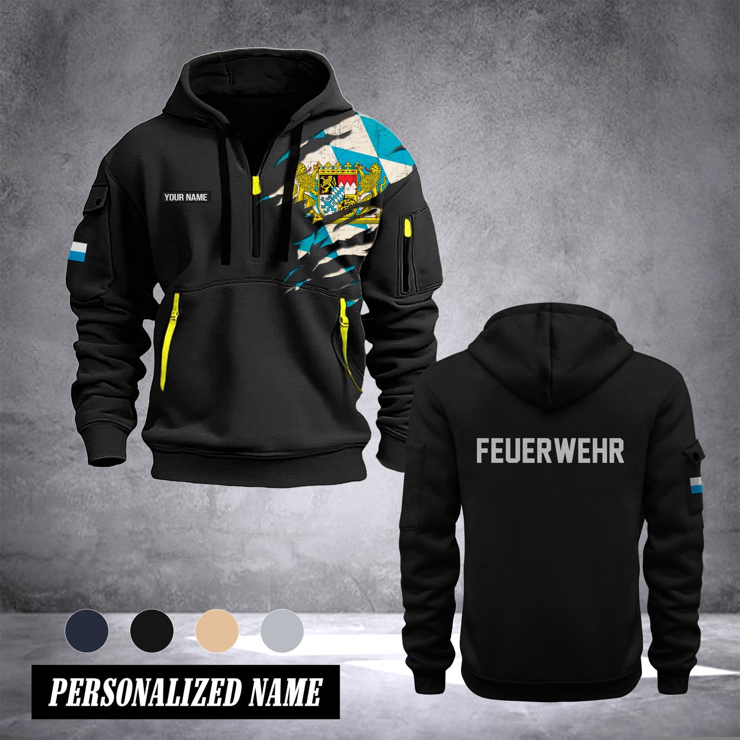 Firefighter Bavaria Germany customize Hoodie Half Zipper 0909