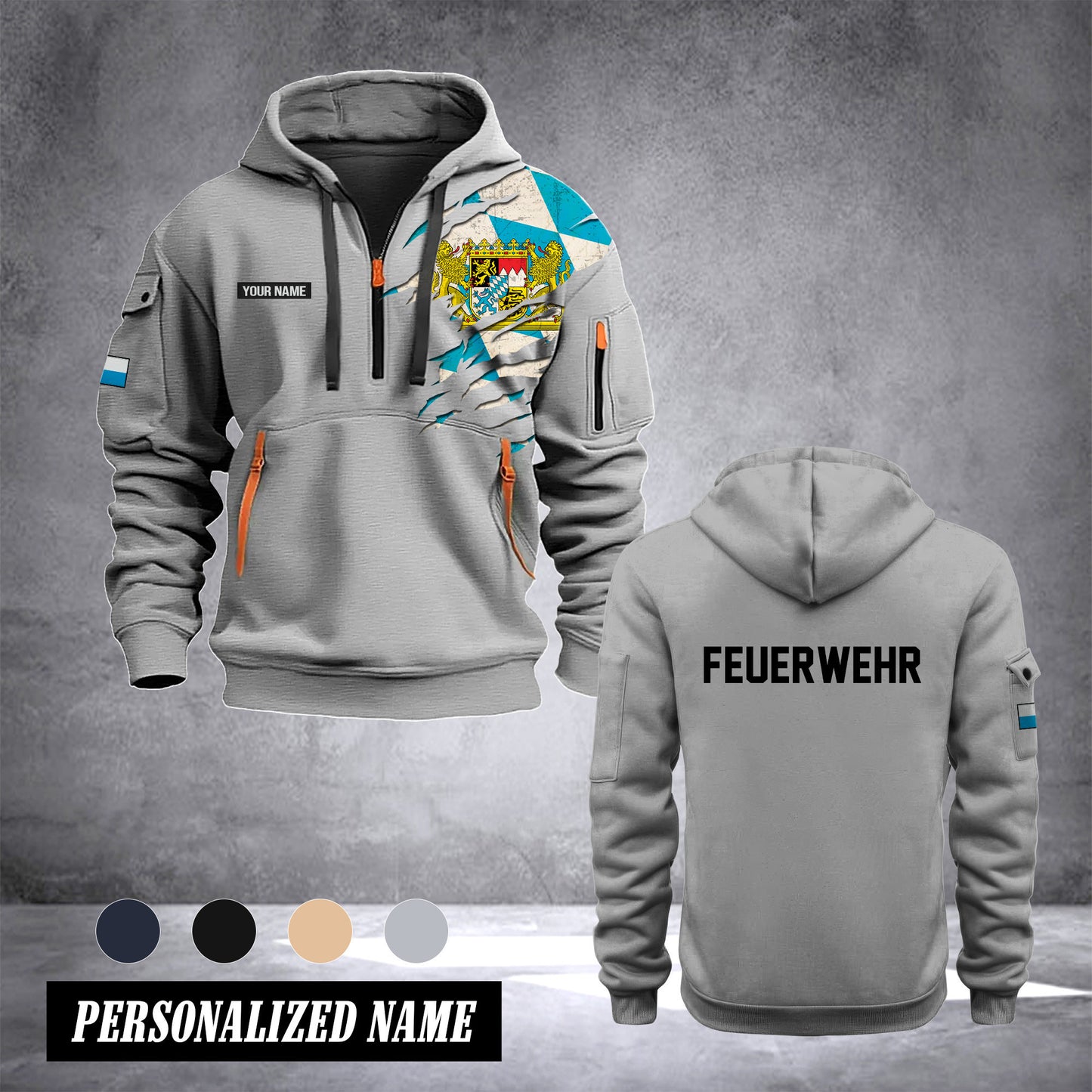 Firefighter Bavaria Germany customize Hoodie Half Zipper 0909