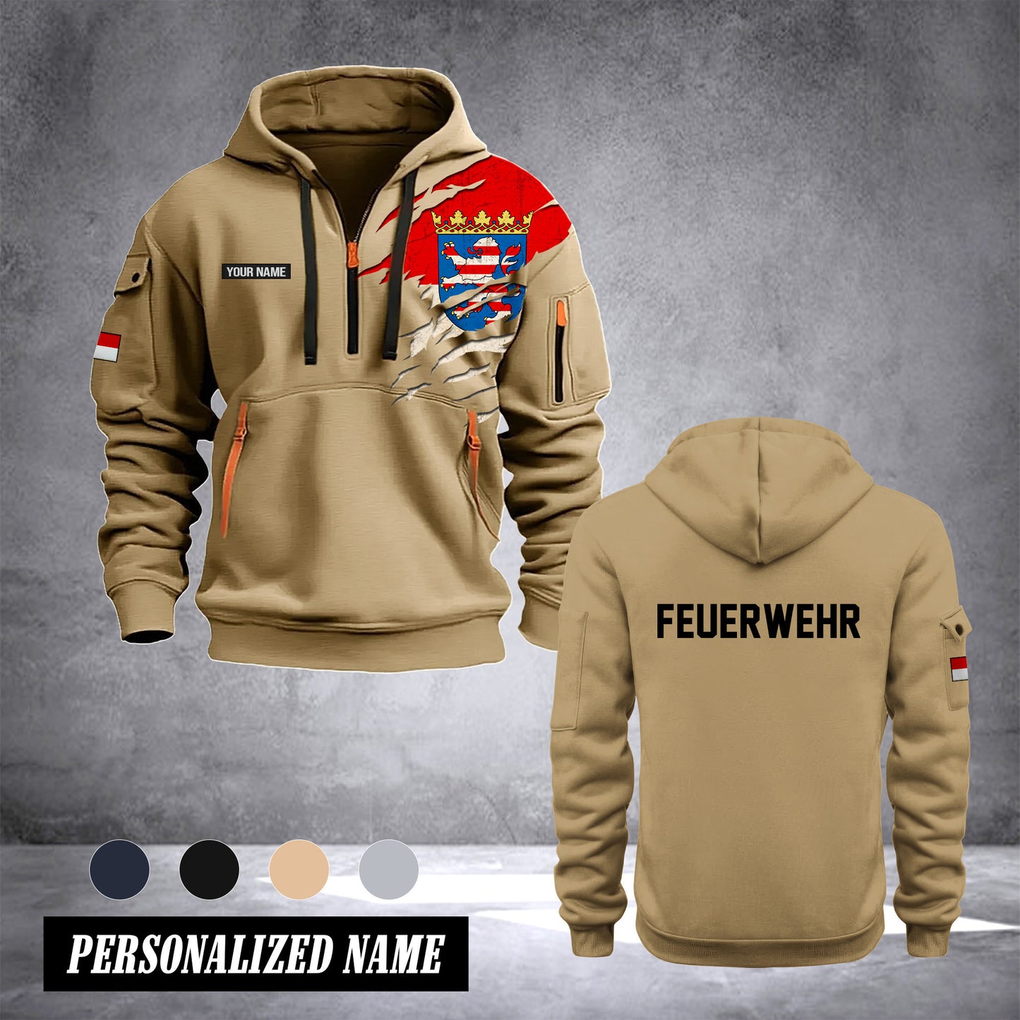 Firefighter Hessen Germany customize Hoodie Half Zipper 0909