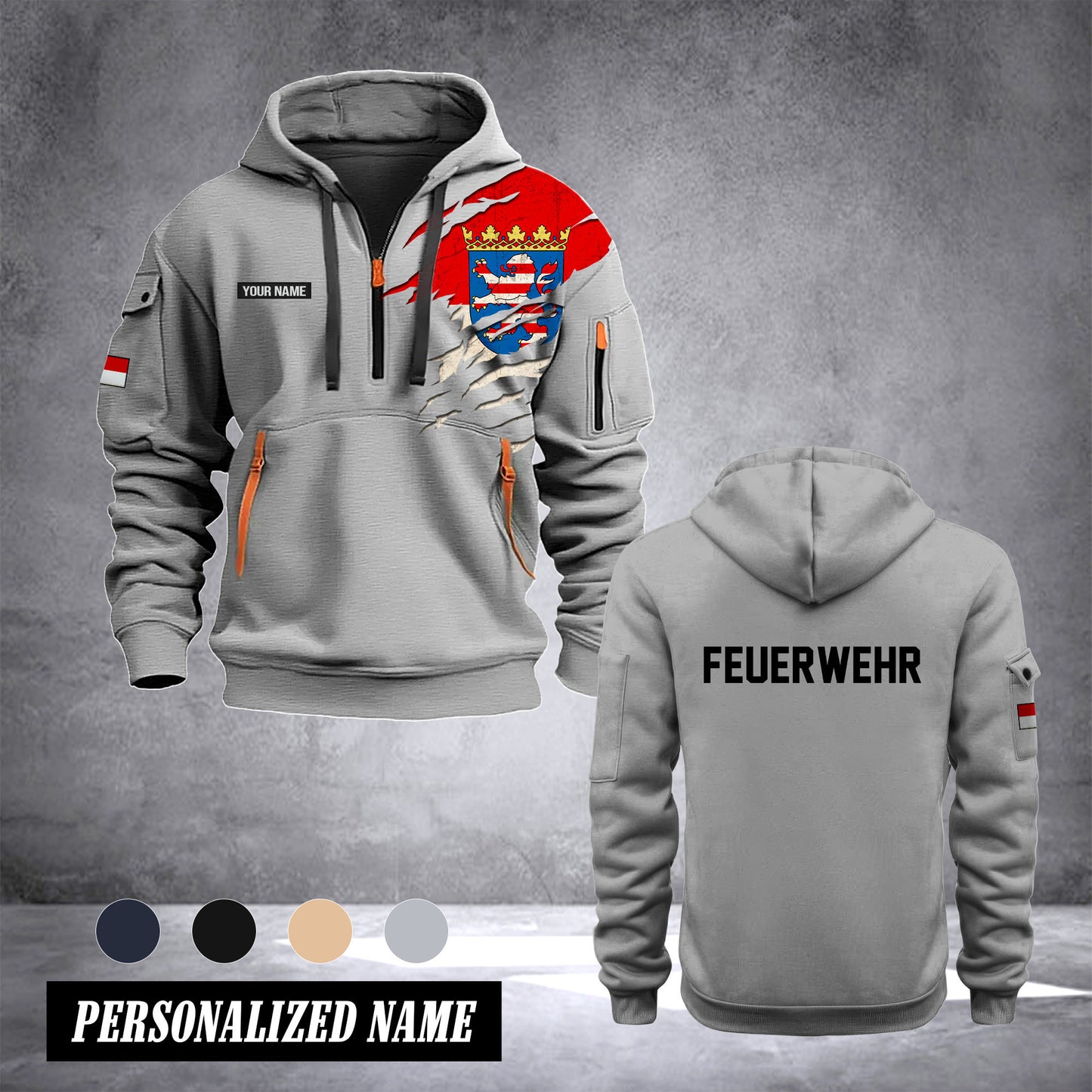 Firefighter Hessen Germany customize Hoodie Half Zipper 0909