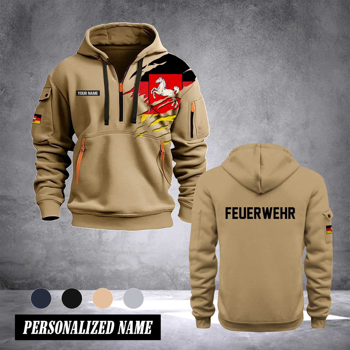 Firefighter Lower Saxony Germany customize Hoodie Half Zipper 0909