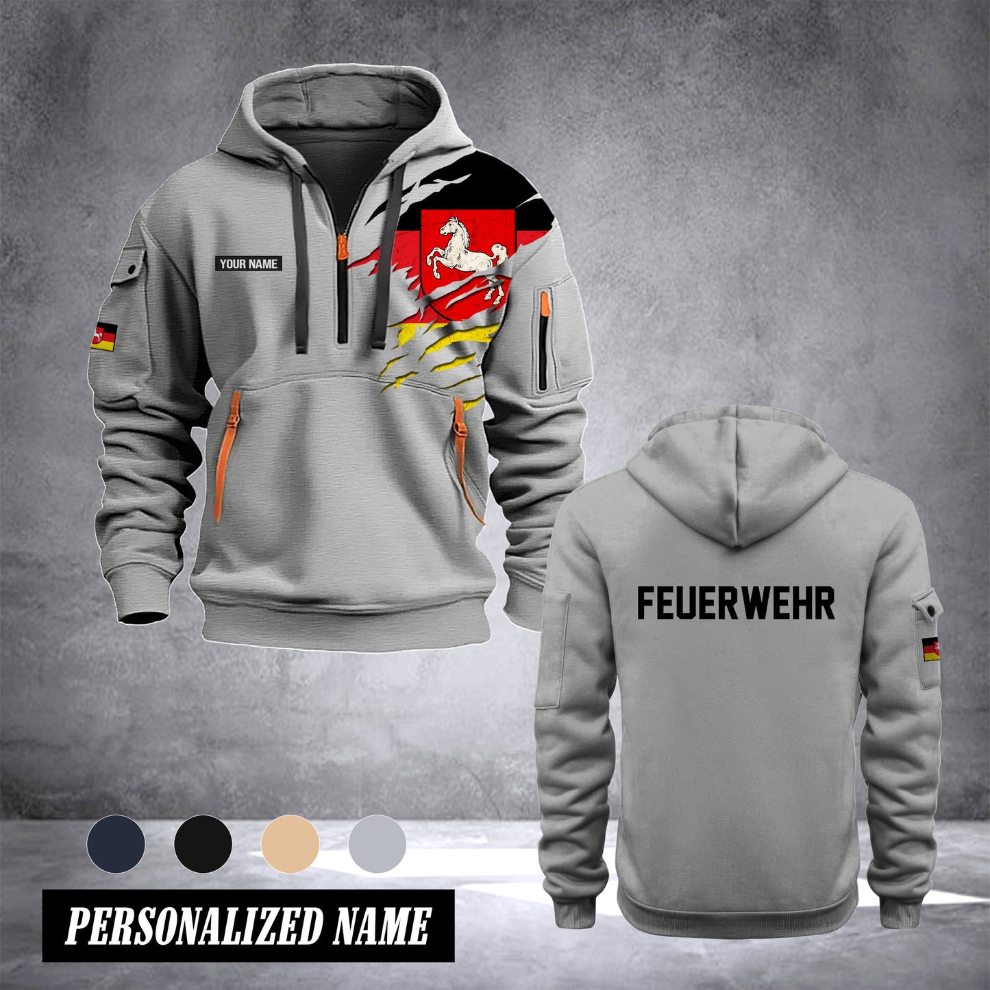 Firefighter Lower Saxony Germany customize Hoodie Half Zipper 0909