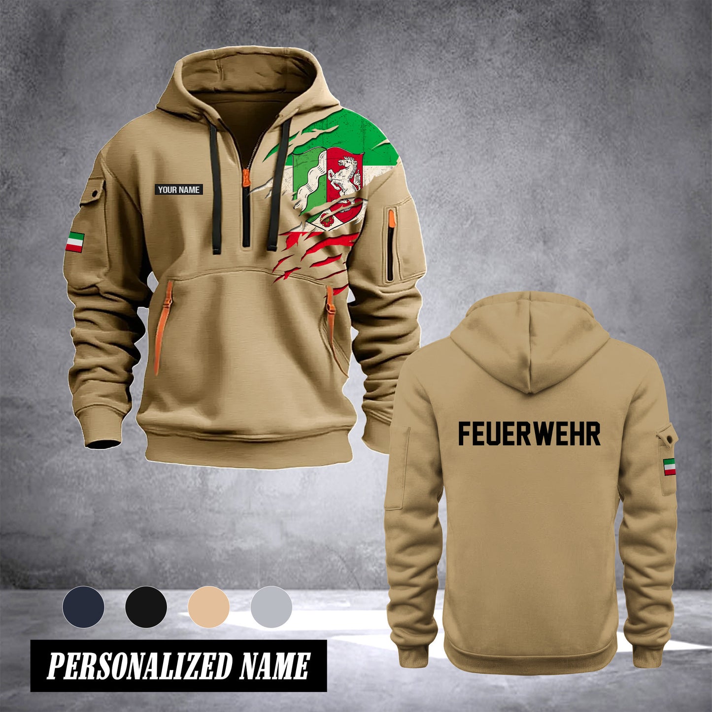 Firefighter Nordrhein Westfalen Germany customize Hoodie Half Zipper 0909