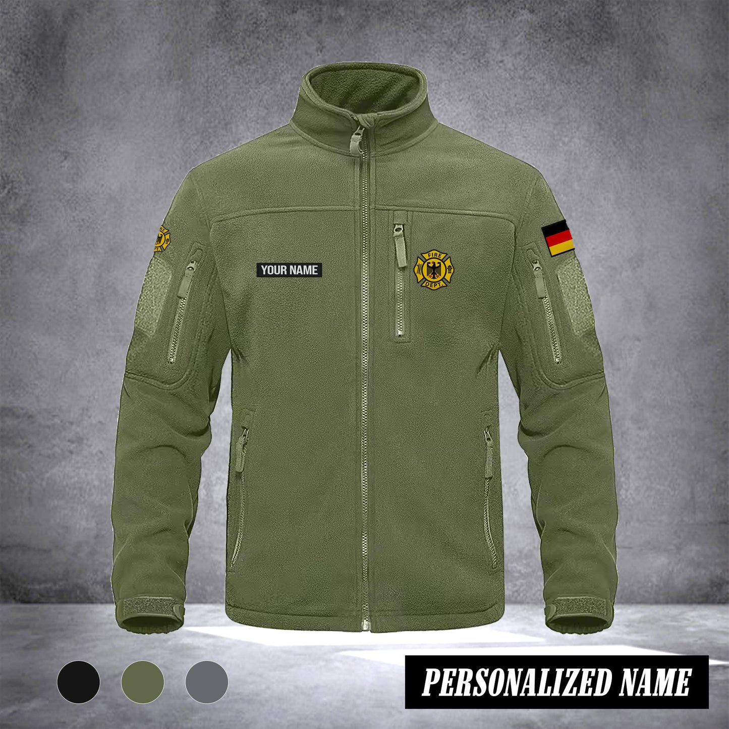 Firefighter Fleecejacke – Warme Thermojacke für Damen & Herren, Arbeitsjacke mit Zipper-Taschen, Ideal für Wandern, Training & Outdoor