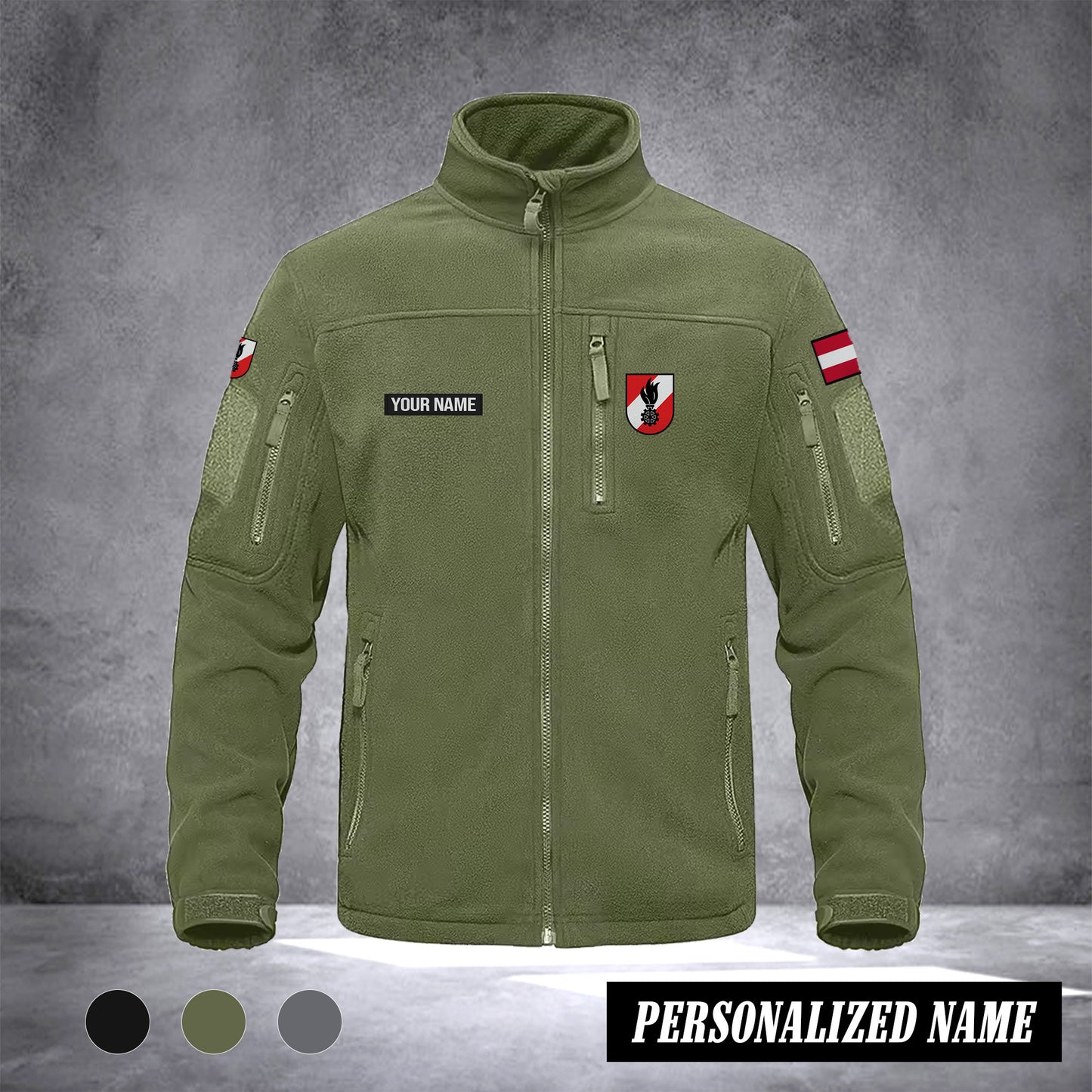 Firefighter Austria Fleecejacke – Warme Thermojacke für Damen & Herren, Arbeitsjacke mit Zipper-Taschen, Ideal für Wandern, Training & Outdoor