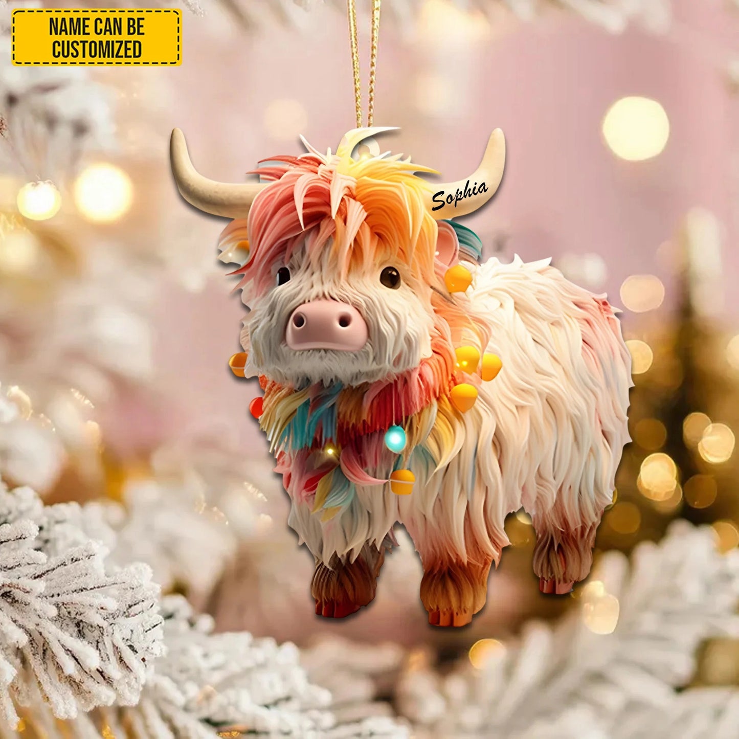 Personalized Charming Christmas Cow Acrylic Ornament