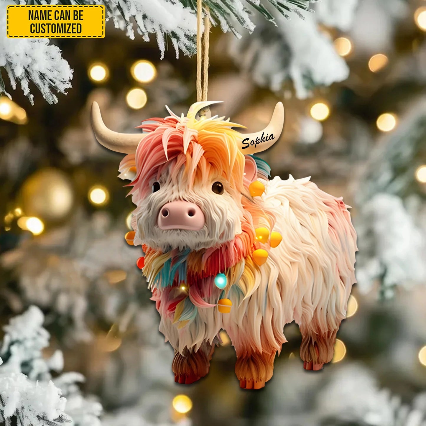 Personalized Charming Christmas Cow Acrylic Ornament