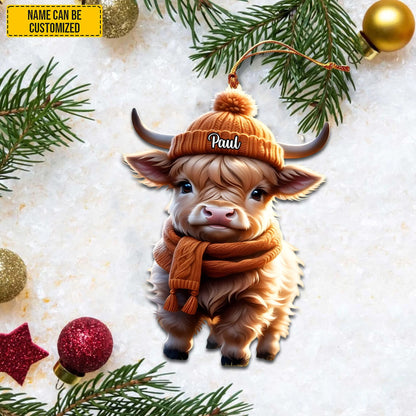 Personalized Charming Christmas Cow Acrylic Ornament 2