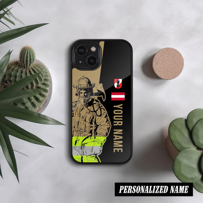 3D Glas Handyhülle – Firefighter Austria Design, Personalisiert, Stoßfest, Kratzfest, Für iPhone