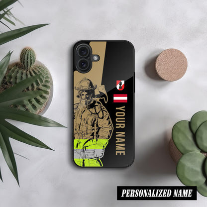 3D Glas Handyhülle – Firefighter Austria Design, Personalisiert, Stoßfest, Kratzfest, Für iPhone