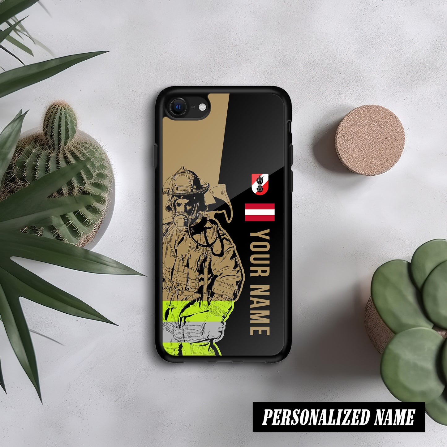 3D Glas Handyhülle – Firefighter Austria Design, Personalisiert, Stoßfest, Kratzfest, Für iPhone