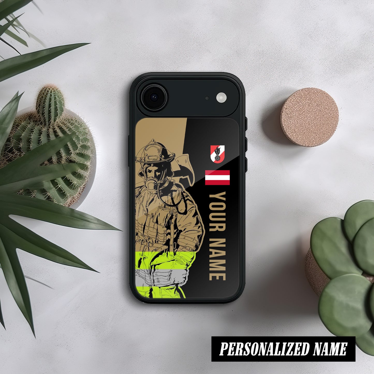 3D Glas Handyhülle – Firefighter Austria Design, Personalisiert, Stoßfest, Kratzfest, Für iPhone