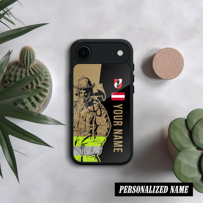 3D Glas Handyhülle – Firefighter Austria Design, Personalisiert, Stoßfest, Kratzfest, Für iPhone