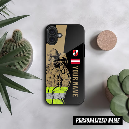 3D Glas Handyhülle – Firefighter Austria Design, Personalisiert, Stoßfest, Kratzfest, Für iPhone