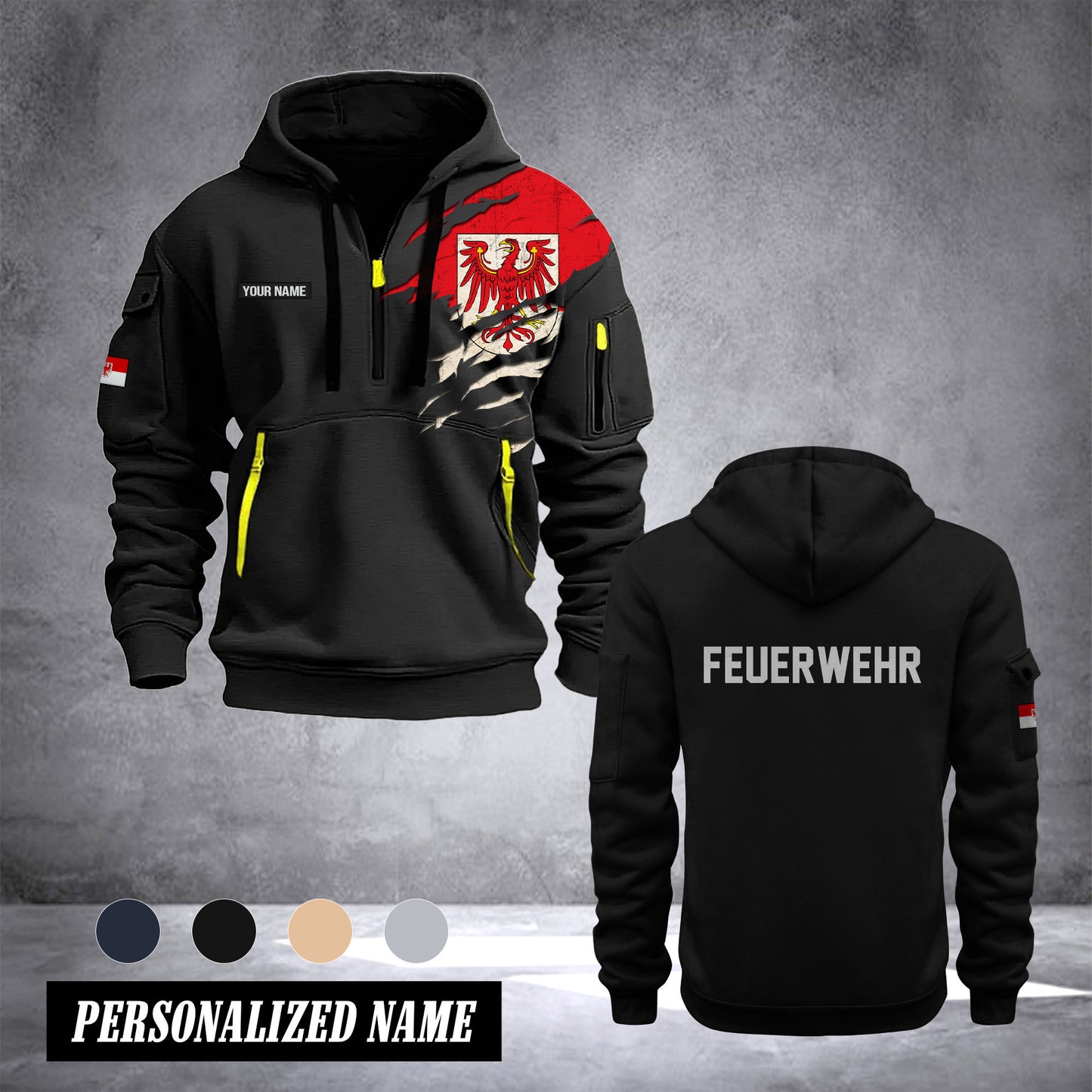 Firefighter Brandenburg Germany customize Hoodie Half Zipper 0909