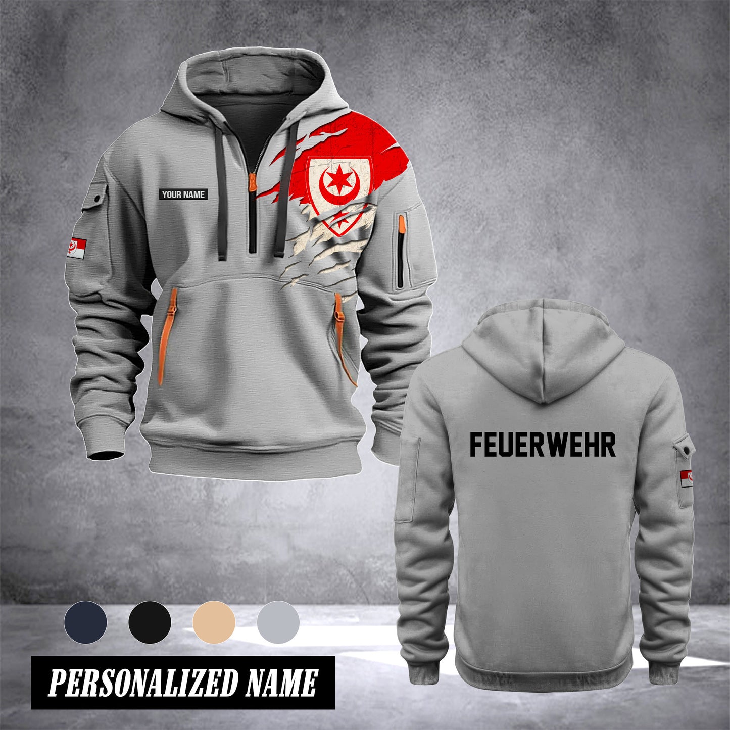 Firefighter Halle Germany customize Hoodie Half Zipper 0909