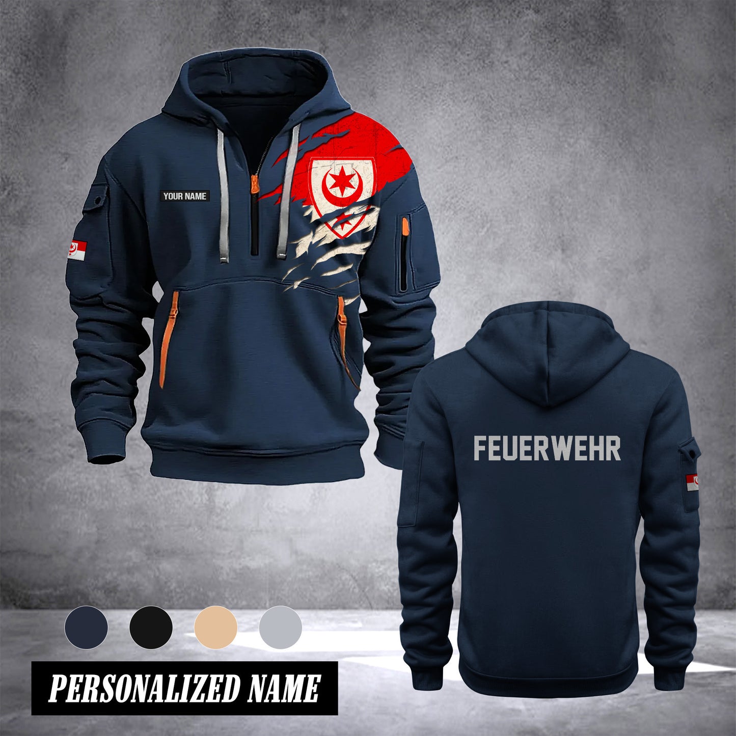 Firefighter Halle Germany customize Hoodie Half Zipper 0909