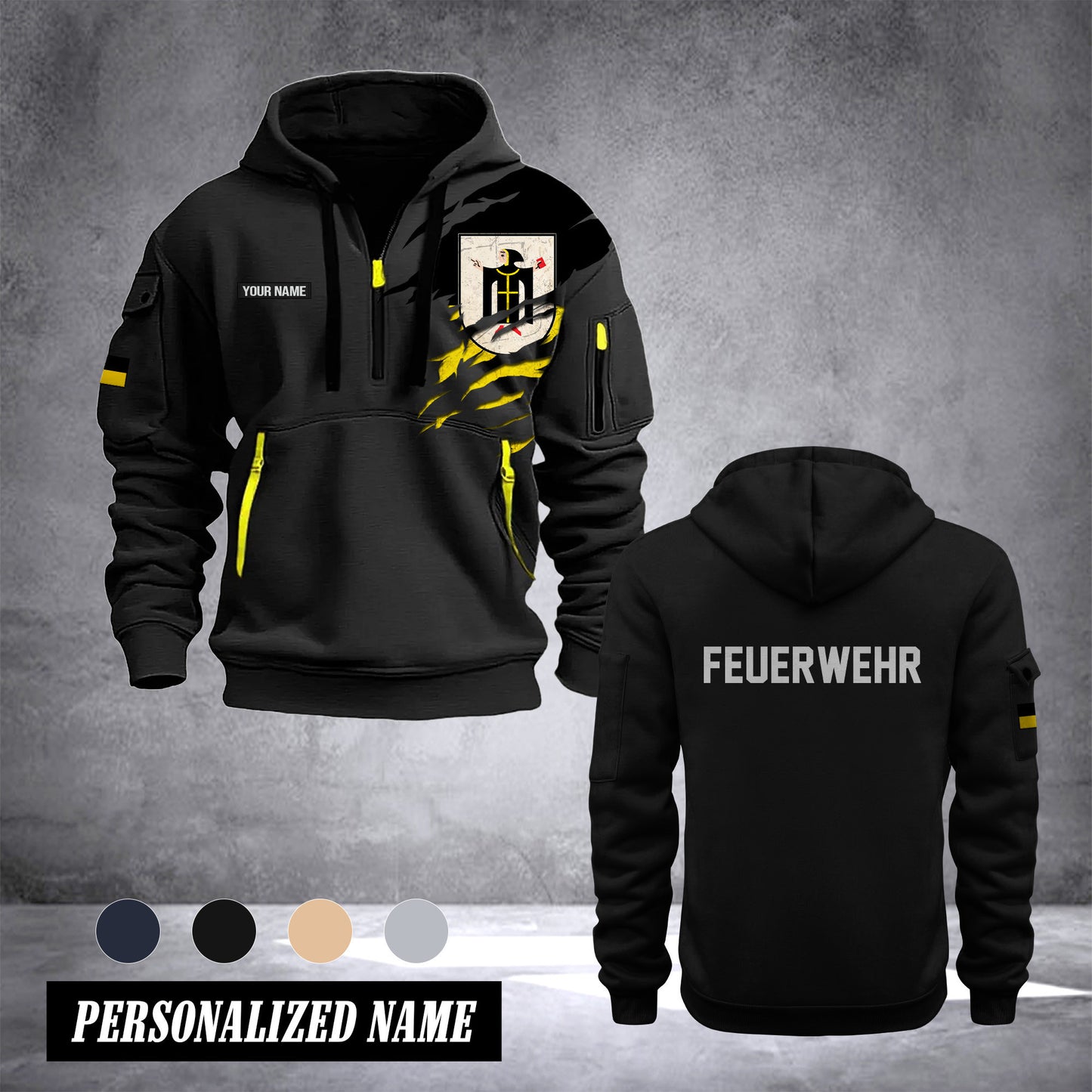 Firefighter Munich Germany customize Hoodie Half Zipper 0909
