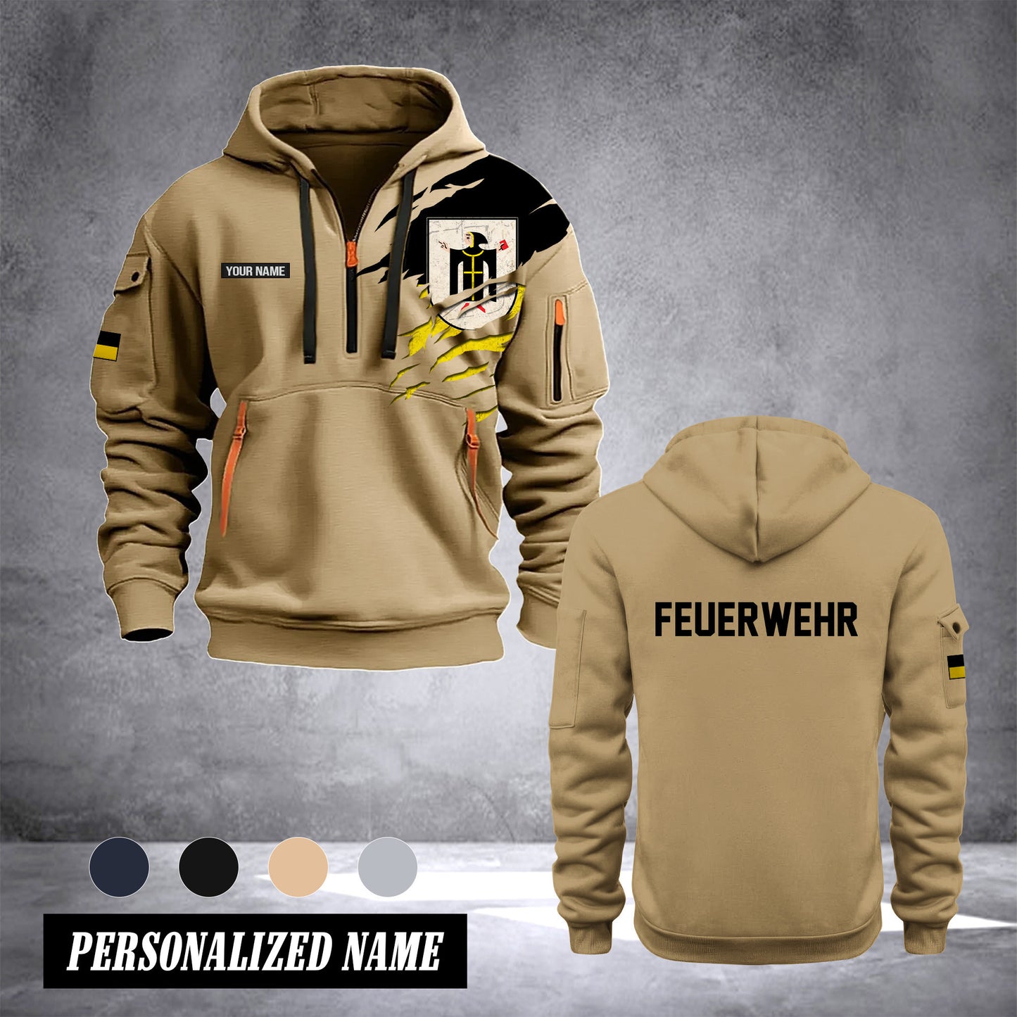 Firefighter Munich Germany customize Hoodie Half Zipper 0909