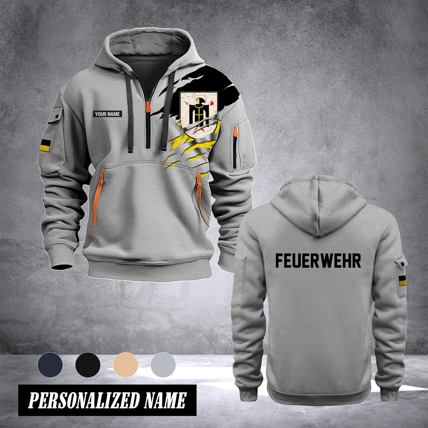 Firefighter Munich Germany customize Hoodie Half Zipper 0909