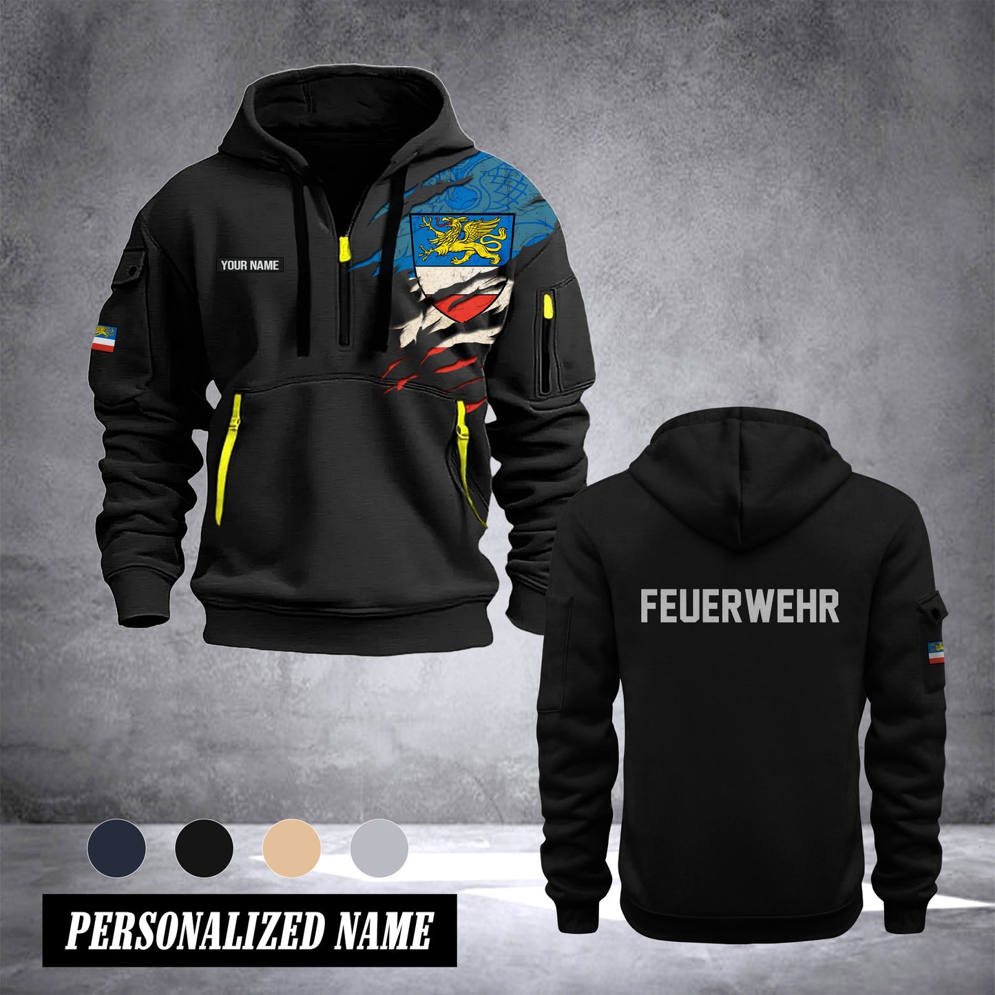 Firefighter Rostock Germany customize Hoodie Half Zipper 0909