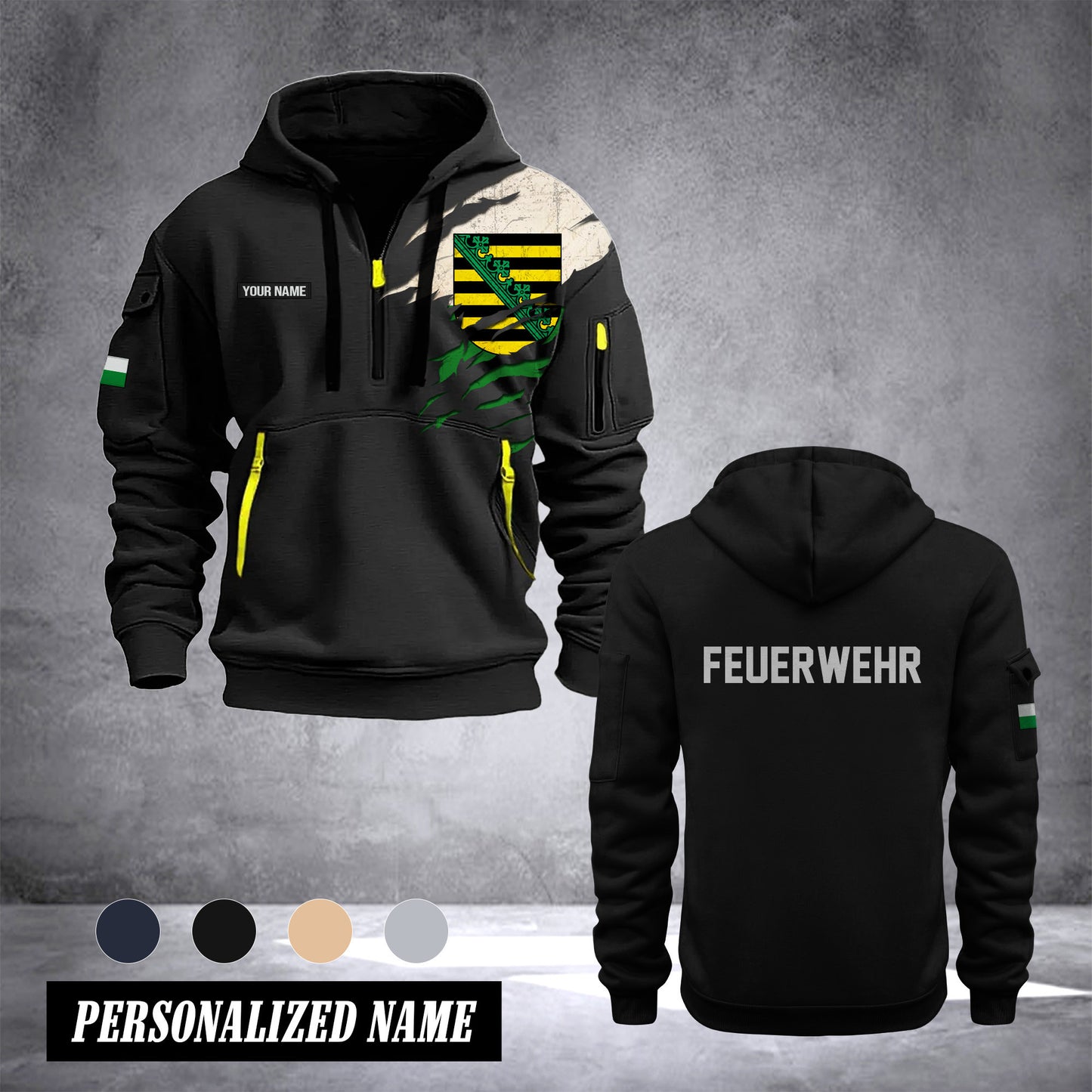 Firefighter Sachsen Germany customize Hoodie Half Zipper 0909