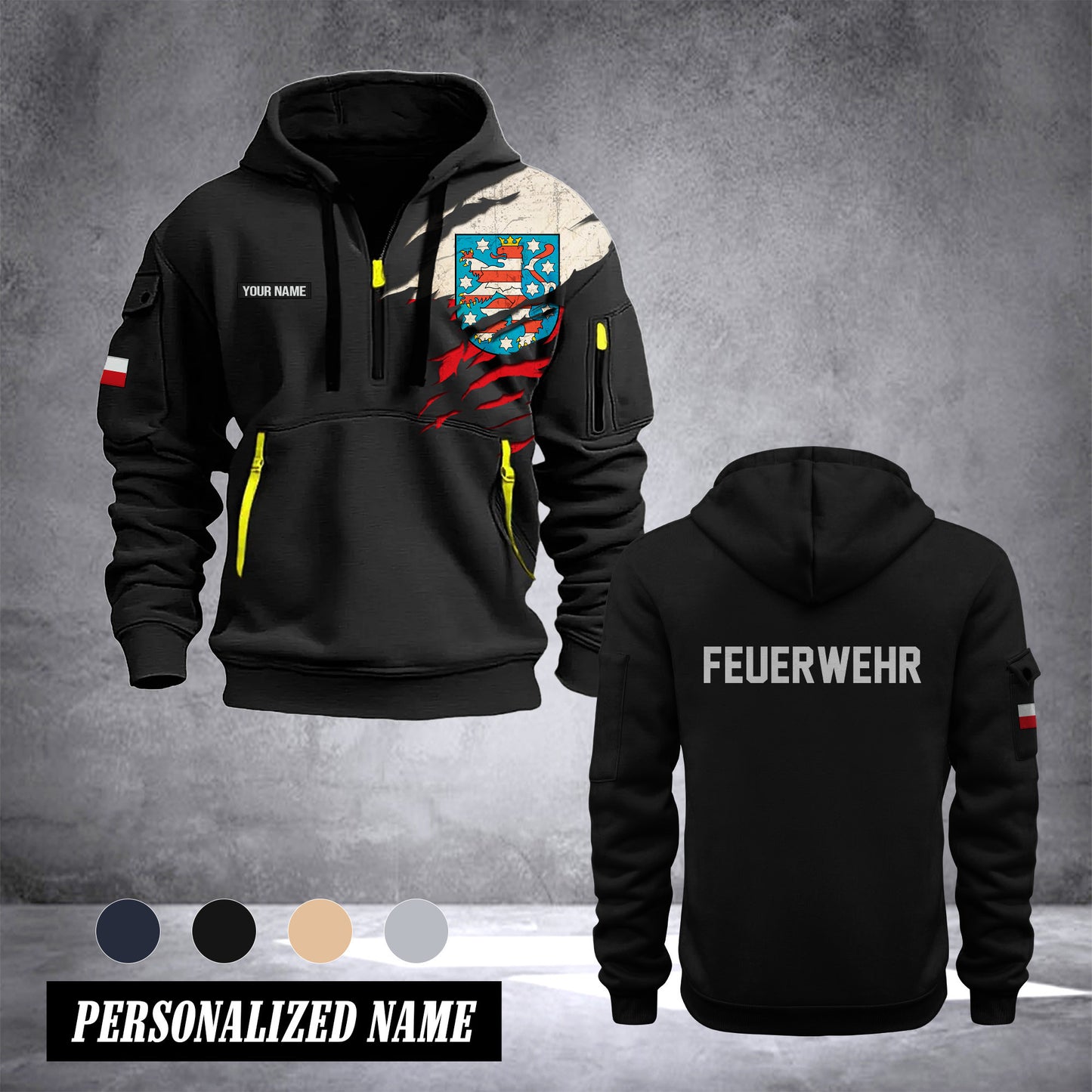 Firefighter Thuringia Germany customize Hoodie Half Zipper 0909