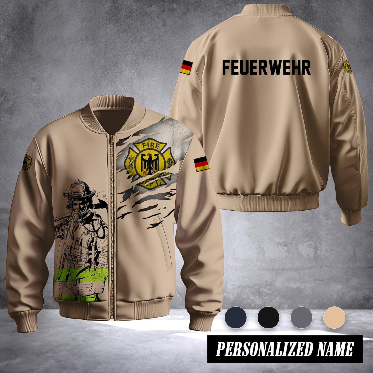 Firefighter Germany Unisex Baseball Bomber Jackets 3d Print