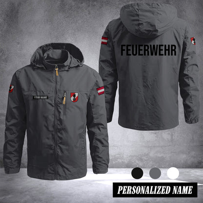 Firefighter Austria Outdoor Windbreaker Herren – Taktische Kapuzenjacke, Wasserdicht, Atmungsaktiv, Leicht, Feld- & Kletterjacke