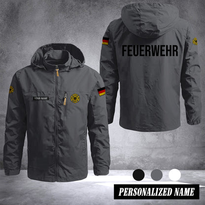 Firefighter Germany Outdoor Windbreaker Herren – Taktische Kapuzenjacke, Wasserdicht, Atmungsaktiv, Leicht, Feld- & Kletterjacke