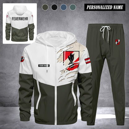 Firefighter Austria Herren Trainingsanzug 2025 – Freizeit Jogginganzug mit Kapuze, Sportjacke & Hose, 2-teiliges Running Set 299