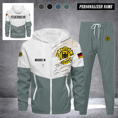 Firefighter Germany Herren Trainingsanzug 2025 – Freizeit Jogginganzug mit Kapuze, Sportjacke & Hose, 2-teiliges Running Set 299