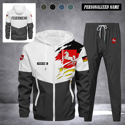 Firefighter Lower Saxony Germany Herren Trainingsanzug 2025 – Freizeit Jogginganzug mit Kapuze, Sportjacke & Hose, 2-teiliges Running Set 299