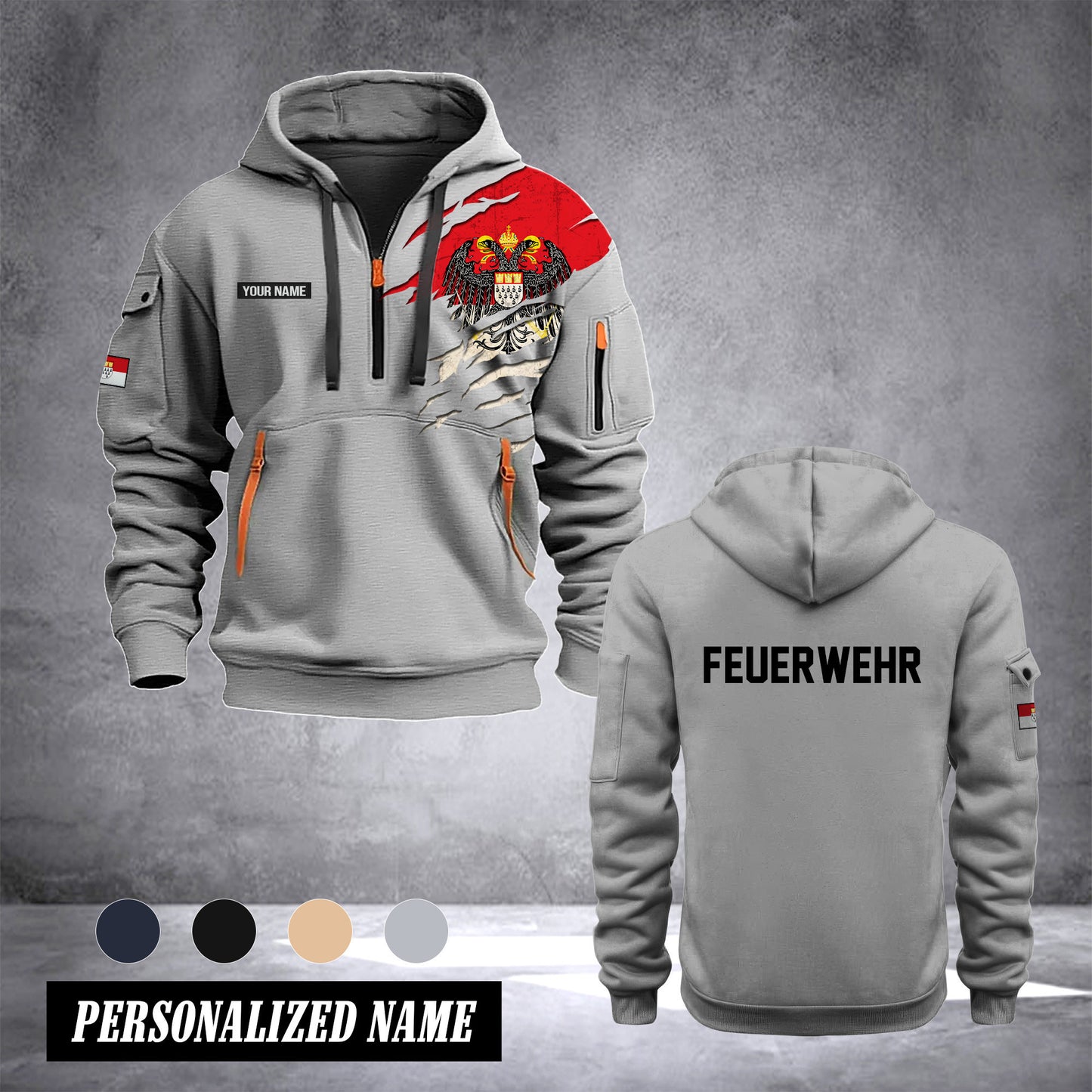 Firefighter Cologne Germany customize Hoodie Half Zipper 0909