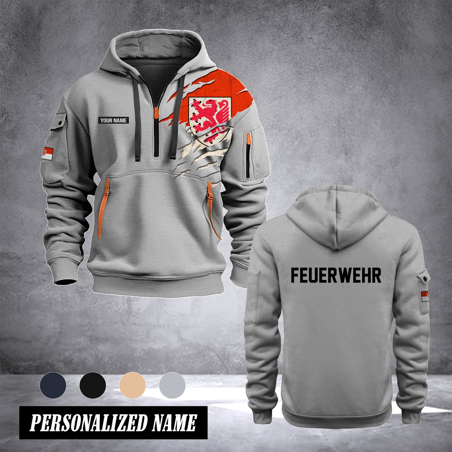 Firefighter Braunschweig Germany customize Hoodie Half Zipper 0909